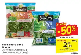Carrefour Market Zakje kropsla en sla Florette 100 g aanbieding