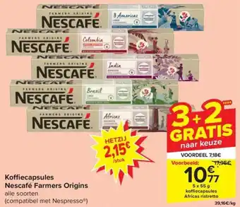 Carrefour Market Koffiecapsules Nescafé Farmers Origins 5 x 55 g aanbieding