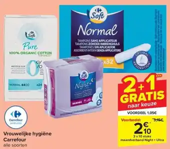 Carrefour Market Vrouwelijke hygiëne 3 x 10 stuks aanbieding