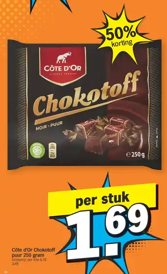 Albert Heijn Côte d'Or Chokotoff puur 250 gram per stuk aanbieding