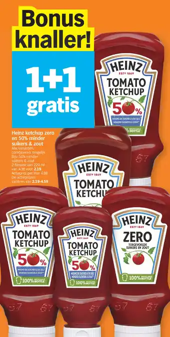 Albert Heijn Heinz ketchup zero en 50% minder suikers & zout aanbieding
