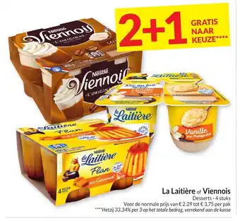 Intermarché La Laitière of Viennois Desserts - 4 stuks aanbieding