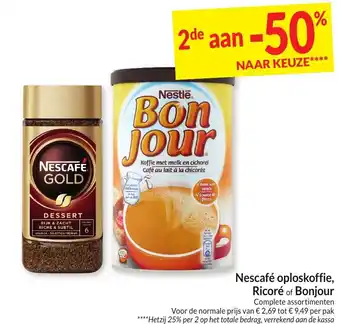 Nescafé oploskoffie, Ricoré of Bonjour Complete assortimenten