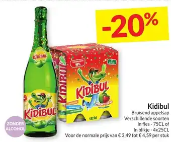 Kidibul Bruisend appelsap In fles - 75CL of In blikje -4x25CL