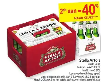 Intermarché Stella Artois Pils de Luxe In krat - 24x25CL of in In clip - 6x25CL aanbieding