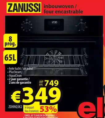 ElectroStock ZANUSSI inbouwoven / four encastrable 65L Z0HNQ3K2 aanbieding