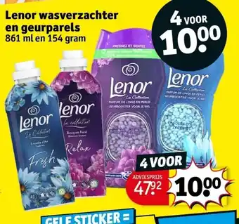 Kruidvat Lenor wasverzachter en geurparels 861 ml en 154 gram aanbieding