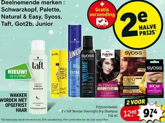 Kruidvat Taft wonder overnight dry shampoo 150 ml aanbieding