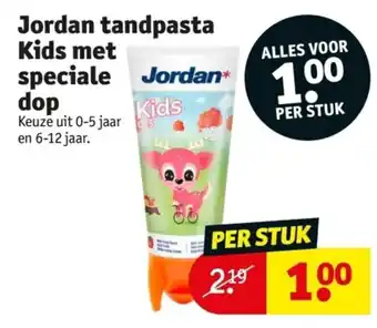 Kruidvat Jordan tandpasta Kids met speciale dop aanbieding
