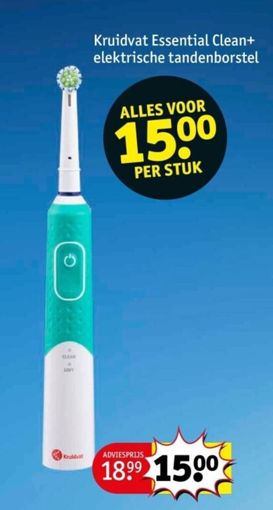 Kruidvat Essential Clean + elektrische tandenborste promotie bij Kruidvat
