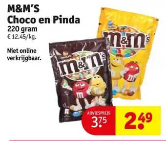 Kruidvat M&M'S Choco en Pinda 220 gram aanbieding