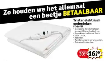 Kruidvat Tristar elektrisch onderdeken aanbieding