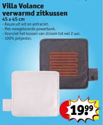 Kruidvat Villa Volance verwarmd zitkussen 45 x 45 cm aanbieding