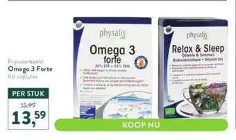 Op het donkerblauwe assortiment van physalis Omega 3