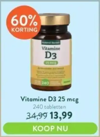 Holland & Barrett Vitamine D3 25 mcg 240 tabletten aanbieding