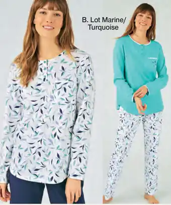 Damart LOT DE 2 PYJAMAS JERSEY PUR COTON PEIGNÉ aanbieding