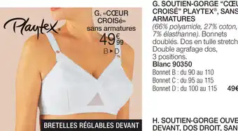 SOUTIEN-GORGE "COEUR CROISÉ" PLAYTEX, SANS ARMATURES