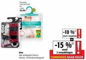 Colruyt Dim damesslips coton bio stretch wit aanbieding