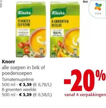 Colruyt Knorr Tomatensuprême 500ml of 8 groenten Weelde 500ml aanbieding