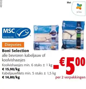 Colruyt Boni Selection alle bevroren kabeljauw of koolvishaasjes aanbieding