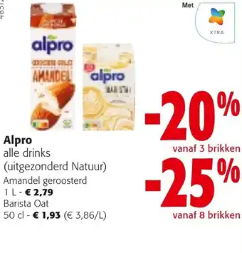 Colruyt Alpro Amandel geroosterd 1L of Barista Oat 50cl aanbieding