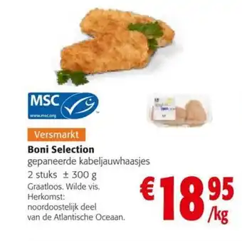 Colruyt Boni Selection gepaneerde kabeljauwhaasjes aanbieding
