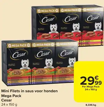 Carrefour Market Mini Filets in saus voor honden Mega Pack Cesar 24 x 150 g aanbieding