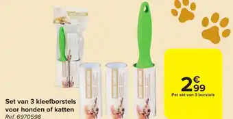 Carrefour Market Set van 3 kleefborstels voor honden of katten aanbieding