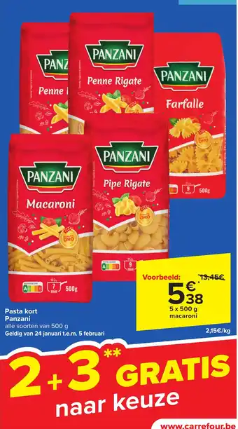 Pasta kort Panzani 5 x 500g macaroni