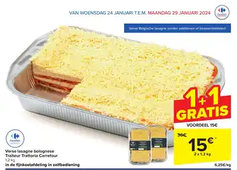 Carrefour Market Verse lasagne bolognese Traiteur Trattoria 2 x 1,2 kg aanbieding
