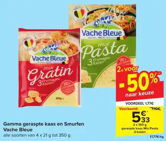 Carrefour Market Vache Bleue Gamma geraspte kaas en Smurfen aanbieding