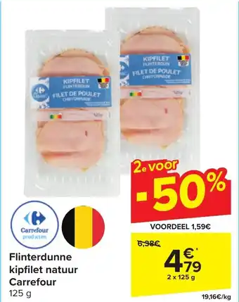 Carrefour Market Flinterdunne kipfilet natuur 125 g aanbieding