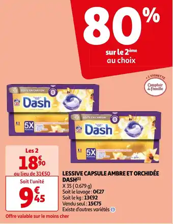 Lessive capsule ambre et orchidee dash