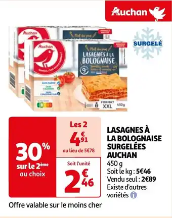Auchan LASAGNES A LA BOLOGNAISE SURGELÉES aanbieding