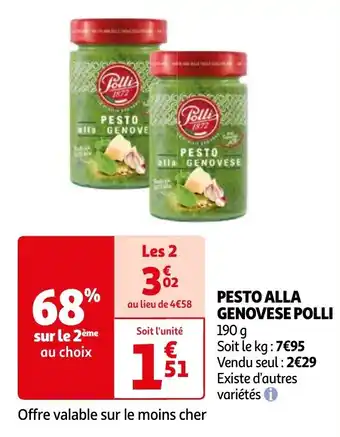 Auchan PESTO ALLA GENOVESE POLLI 190 g aanbieding