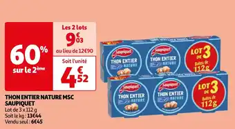 Auchan THON ENTIER NATURE MSC SAUPIQUET aanbieding