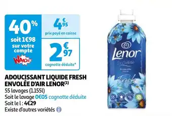 Auchan ADOUCISSANT LIQUIDE FRESH ENVOLÉE D'AIR LENOR aanbieding
