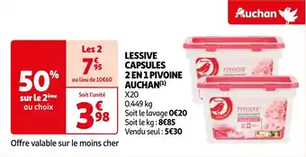 Auchan LESSIVE CAPSULES 2 EN 1 PIVOINE aanbieding