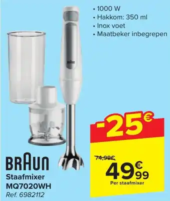 Carrefour Market BRAUN Staafmixer MQ7020WH aanbieding