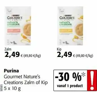 Colruyt Purina gourmet nature’s creations zalm of kip aanbieding
