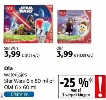Colruyt Ola waterijsjes star wars of olaf aanbieding