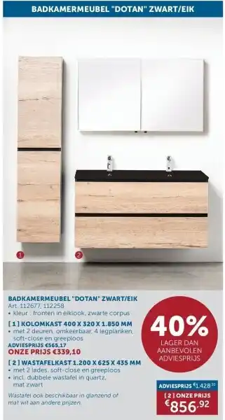 Zelfbouwmarkt Badkamermeubel dotan zwart/eik aanbieding
