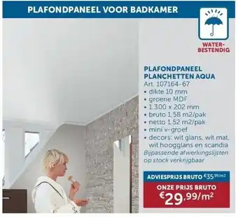 Zelfbouwmarkt Plafondpaneel planchetten aqua aanbieding