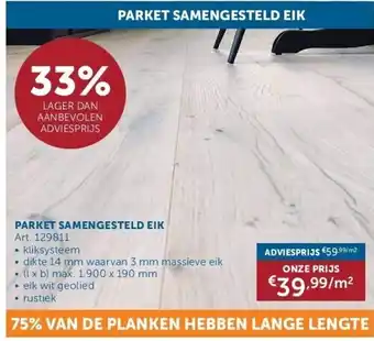 Zelfbouwmarkt Parket samengesteld eik aanbieding