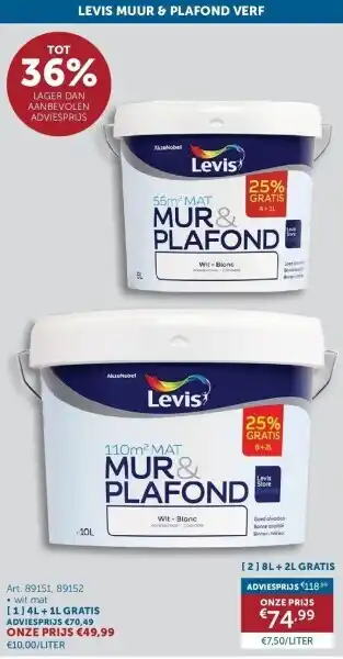 Zelfbouwmarkt Levis muur & plafond verf aanbieding