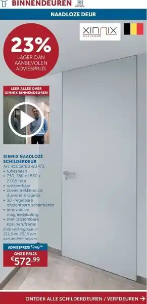 Zelfbouwmarkt Xinnix naadloze schilderdeur aanbieding