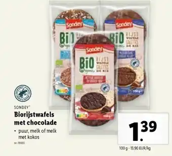 Lidl Biorijstwafels met chocolade aanbieding