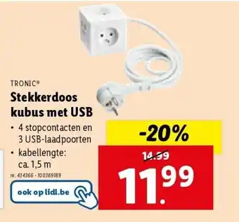 Lidl Stekkerdoos kubus met USB aanbieding