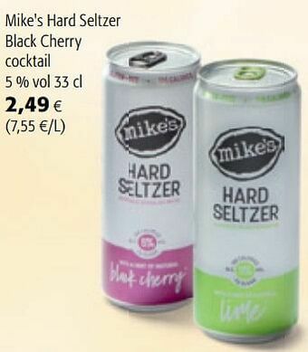 Colruyt Mike`s hard seltzer black cherry cocktail aanbieding