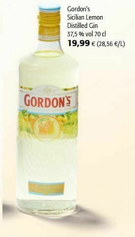 Colruyt Gordon`s sicilian lemon distilled gin aanbieding